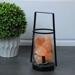 Lykta med Himalaya Saltkristall och LED-lampa