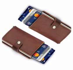 2-Pack Korthållare skjuter fram kort m läderjacka o sedelfack