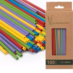 100st Miljövänligt Pappers Sugrör Ø5,3x200mm