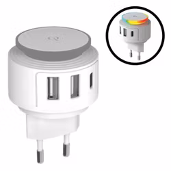 4 i 1 Laddare för Apple USB-C & 2 USB-portar m Nattlampa