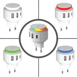 4 i 1 Laddare för Apple USB-C & 2 USB-portar m Nattlampa