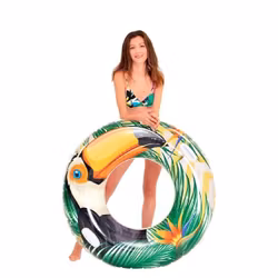 XL Flamingo Badring m 2st Handtag . 116cm