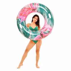 XL Flamingo Badring m 2st Handtag . 116cm