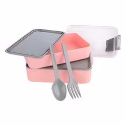 Dubbla Lunch Låda 400+500ml m Gaffel o Sked . BPA FREE