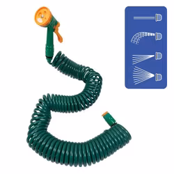 15m Trasselfri Spiral Vattenslang  m 4 Funktioner o 4 Tillbehör