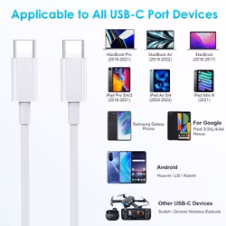 1 x 60W Snabbladdningskabel USB-C - USB-C F iPhone 15 /16 Samsung mm