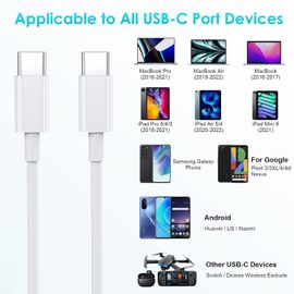 1 x 60W Snabbladdningskabel USB-C - USB-C F iPhone 15 /16 Samsung mm