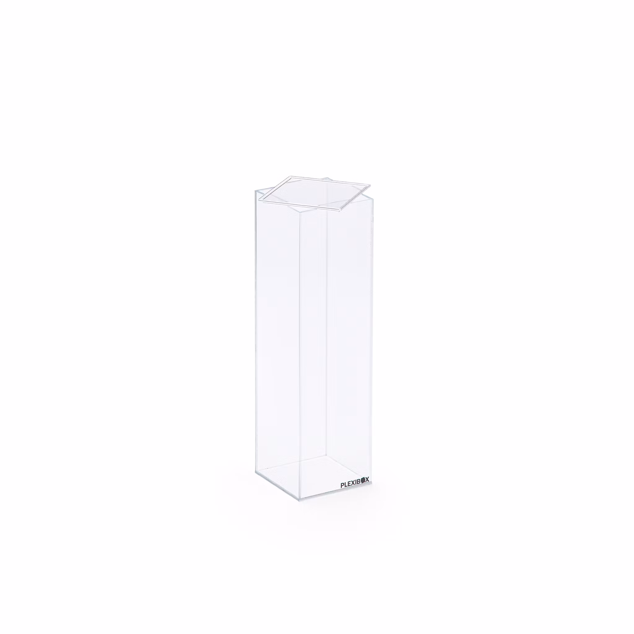 Vinboxen är gjord av akryl (plexiglas). Den kan användas som en inredningsdetalj och förvaring av en fin vinflaska eller annat som man önskar att föreviga i boxen. Måtten är L100xB100H355mm.
