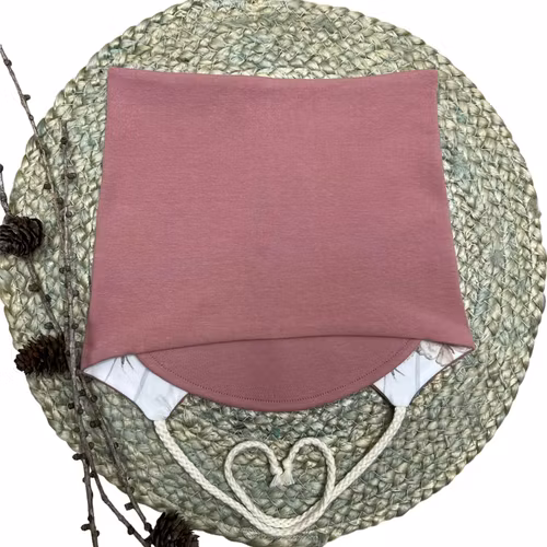 Knytehue med solskjerm gammelrosa m/blomsterfor str 2-4 år (50/54)