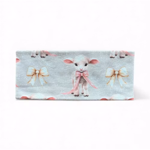 Pannebånd m/fleecefor beige lam m/sløyfe str 48/50 (1-3 år)