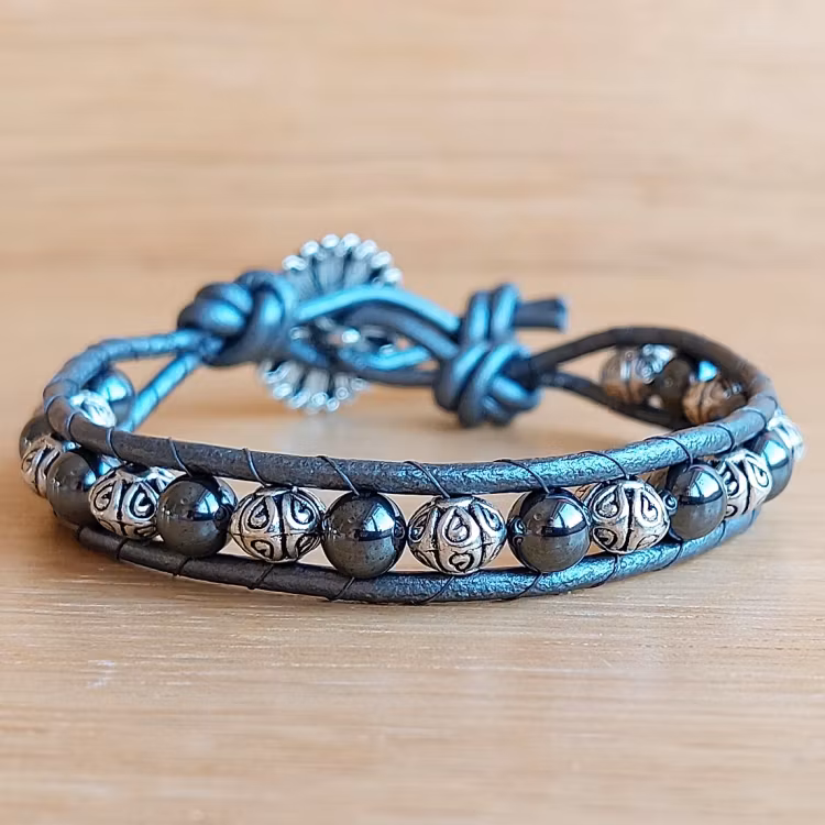 Wraparmband enkelt | Hematit