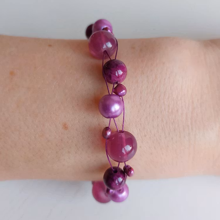 Armband med lås | Glas & sötvattenspärlor