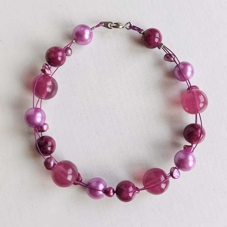 Armband med lås | Glas & sötvattenspärlor