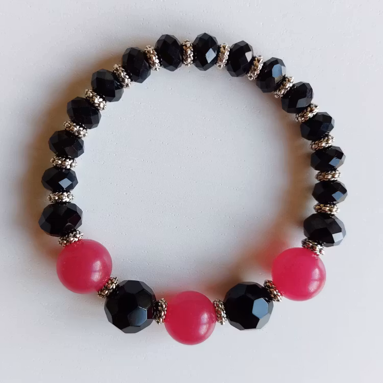 Elastiskt armband | Malaysia jade & glas