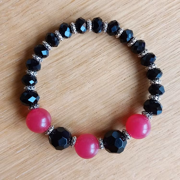 Elastiskt armband | Malaysia jade & glas