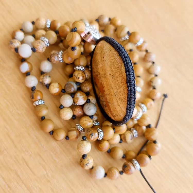Mala | Gul jaspis & jaspis wood