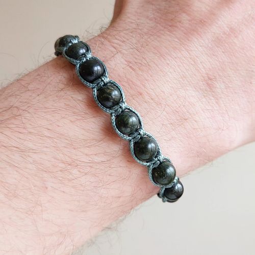 Makraméarmband | Serpentin & mossagat