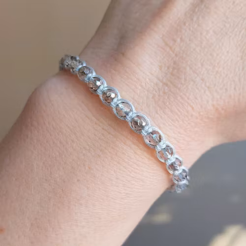 Makraméarmband med knapp | Glas