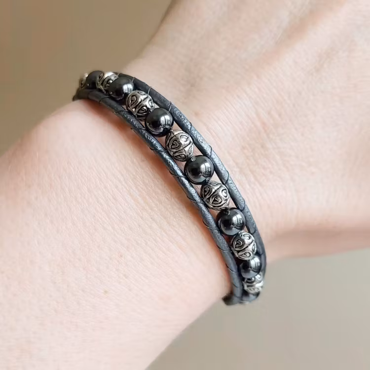 Wraparmband enkelt | Hematit