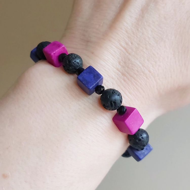 Elastiskt armband | Syntetisk turkos & lava