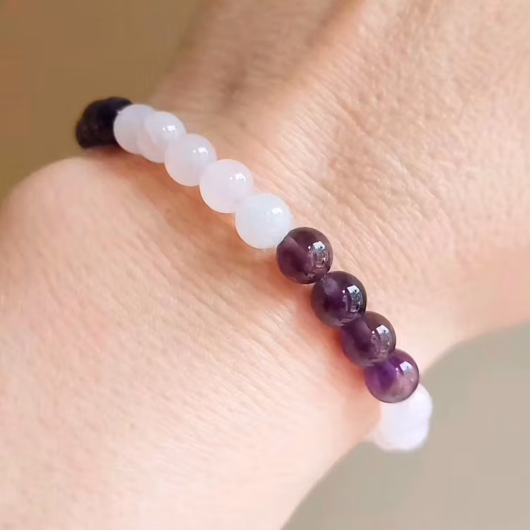 Elastiskt armband | Ametist & rosenkvarts
