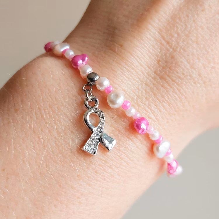 Armband med lås Rosa Bandet | Sötvattenspärlor