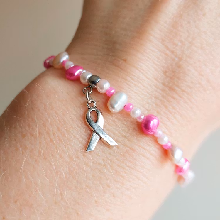 Armband med lås Rosa Bandet | Sötvattenpärlor