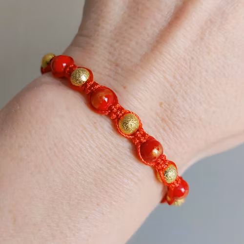 Makraméarmband | Jade & glas