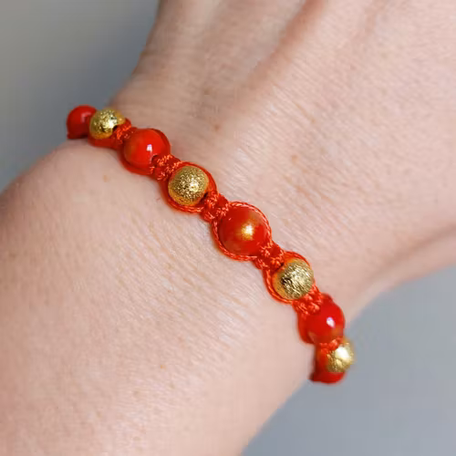 Makraméarmband | Jade & glas