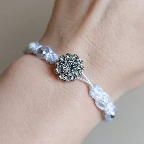 Makraméarmband med knapp | Glas