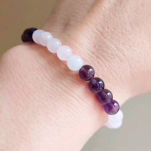 Elastiskt armband | Ametist & rosenkvarts