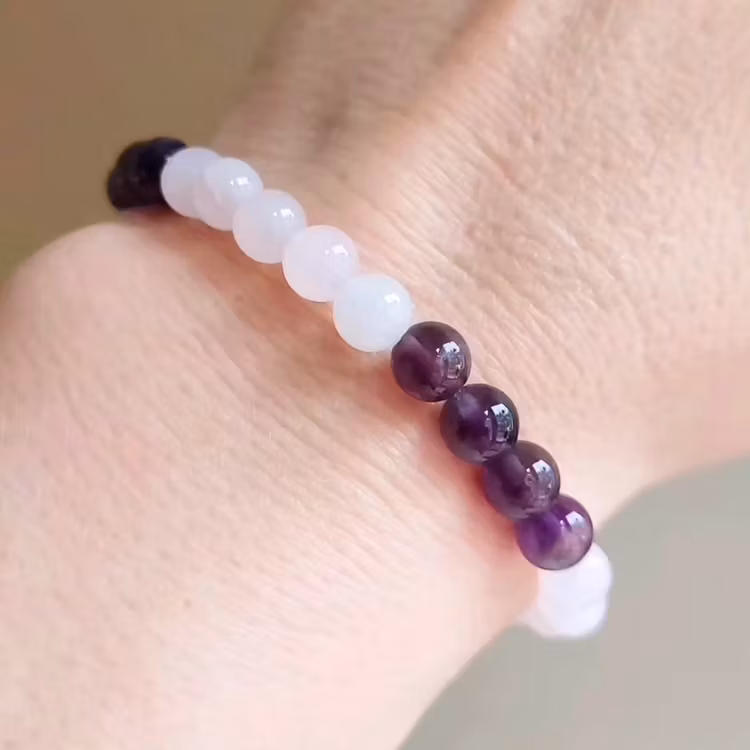 Elastiskt armband | Ametist & rosenkvarts