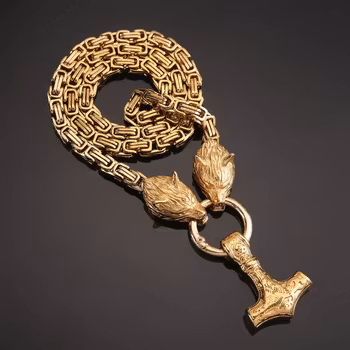 Luksus halskjede med Thors hammer Gold.