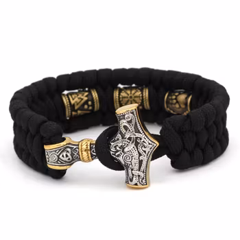 Viking Thor armbånd med detaljer i sølv og gullfarge