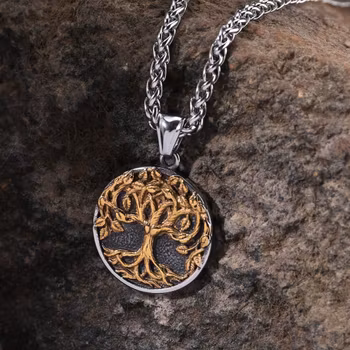 Yggdrasil/ Livets tre smykke Sølv/gull farge