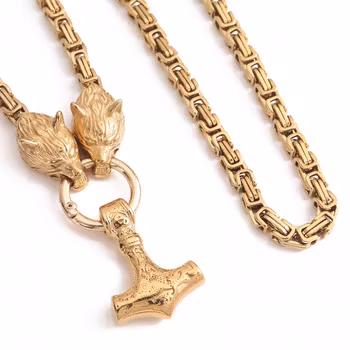 Luksus halskjede med Thors hammer Gold.