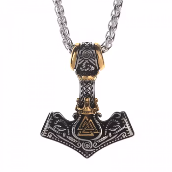 Flott Thor's hammer smykke med Valknut symbol