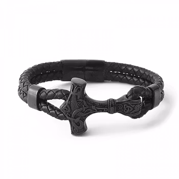 Armbånd i ekte lær og rustfritt stål