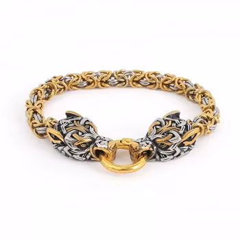 Flott matchende armbånd i kongelenke og Fenrisulven