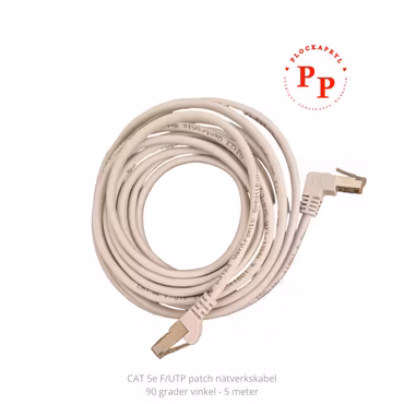 Nätverkskabel CAT5e oskärmad, 90 graders kontakt, 5m