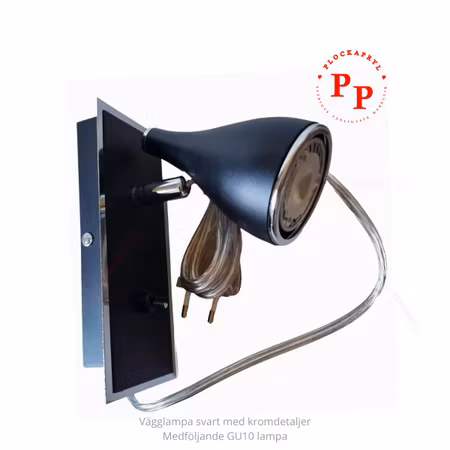 Vägglampa cottex, inkl GU10 LED - Svart/krom