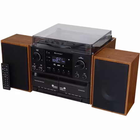 Klassisk stereoanläggning med Vinyl, Radio, CD, kassettspelare