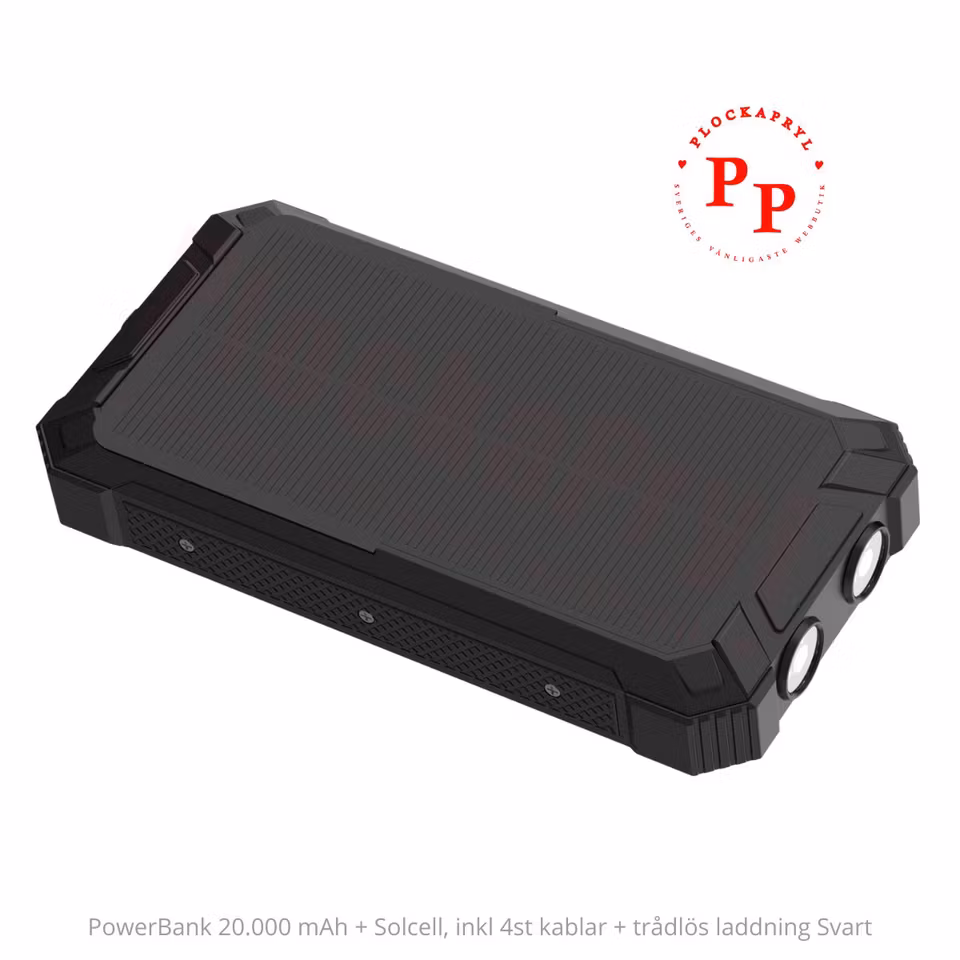 Denver PowerBank 20.000 mAh med trådlös laddning+solpanel