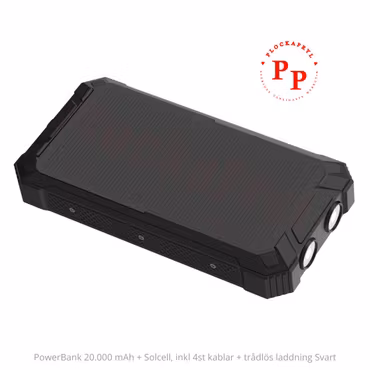 Denver PowerBank 20.000 mAh med trådlös laddning+solpanel