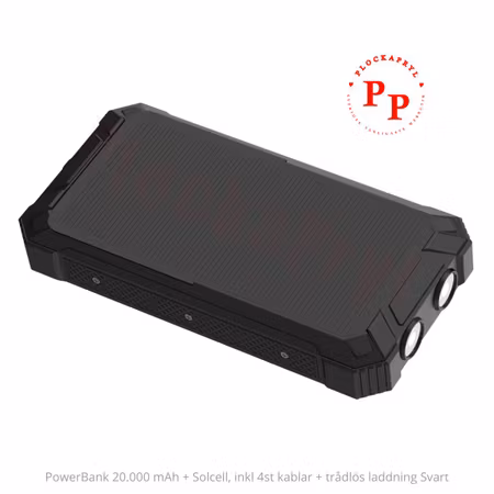 Denver PowerBank 20.000 mAh med trådlös laddning+solpanel