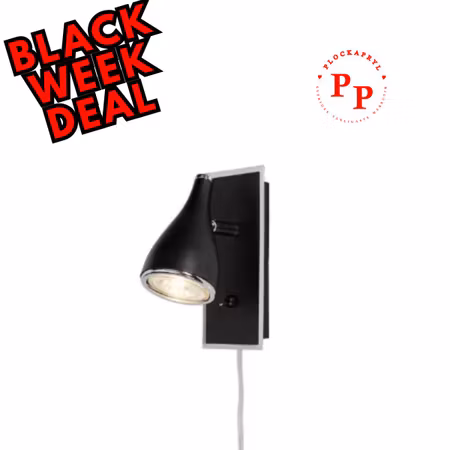 Vägglampa,  Svart/krom