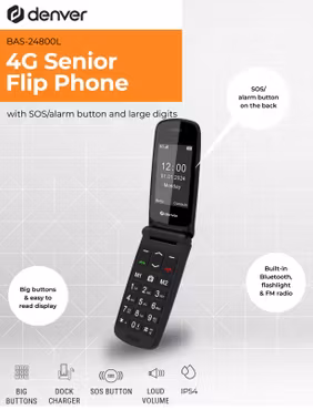 Senior 4G Mobiltelefon - Flip-design