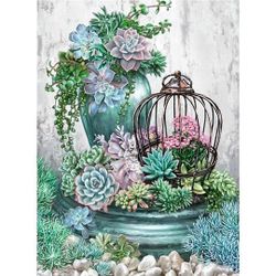 Cage with flowers 40*50