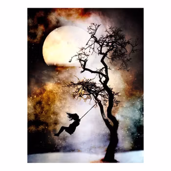 Girl swing moon 40*50