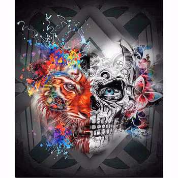 Half Tiger Skull Face 30*40
